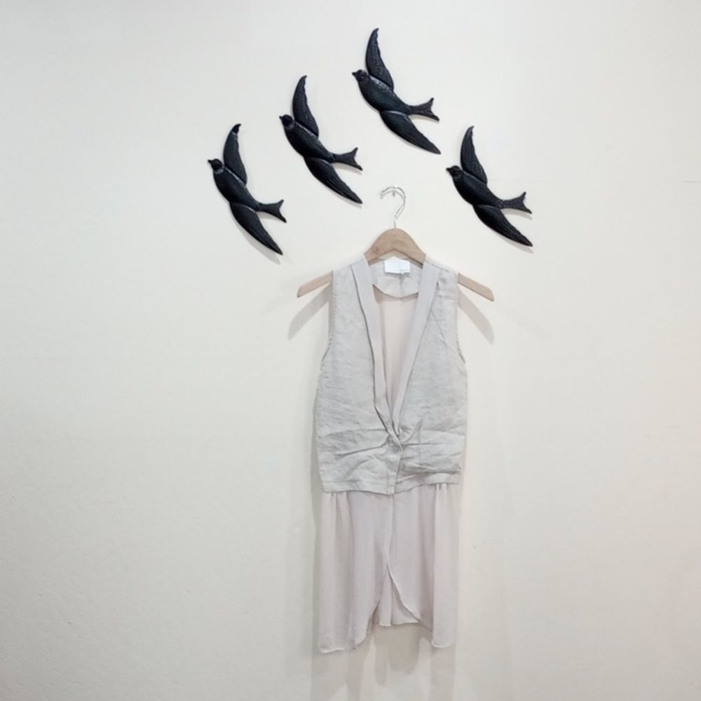 Preen  - Thornton Bregazzi By Culture Museum  Beige Linen & Chiffon Boho Vest -